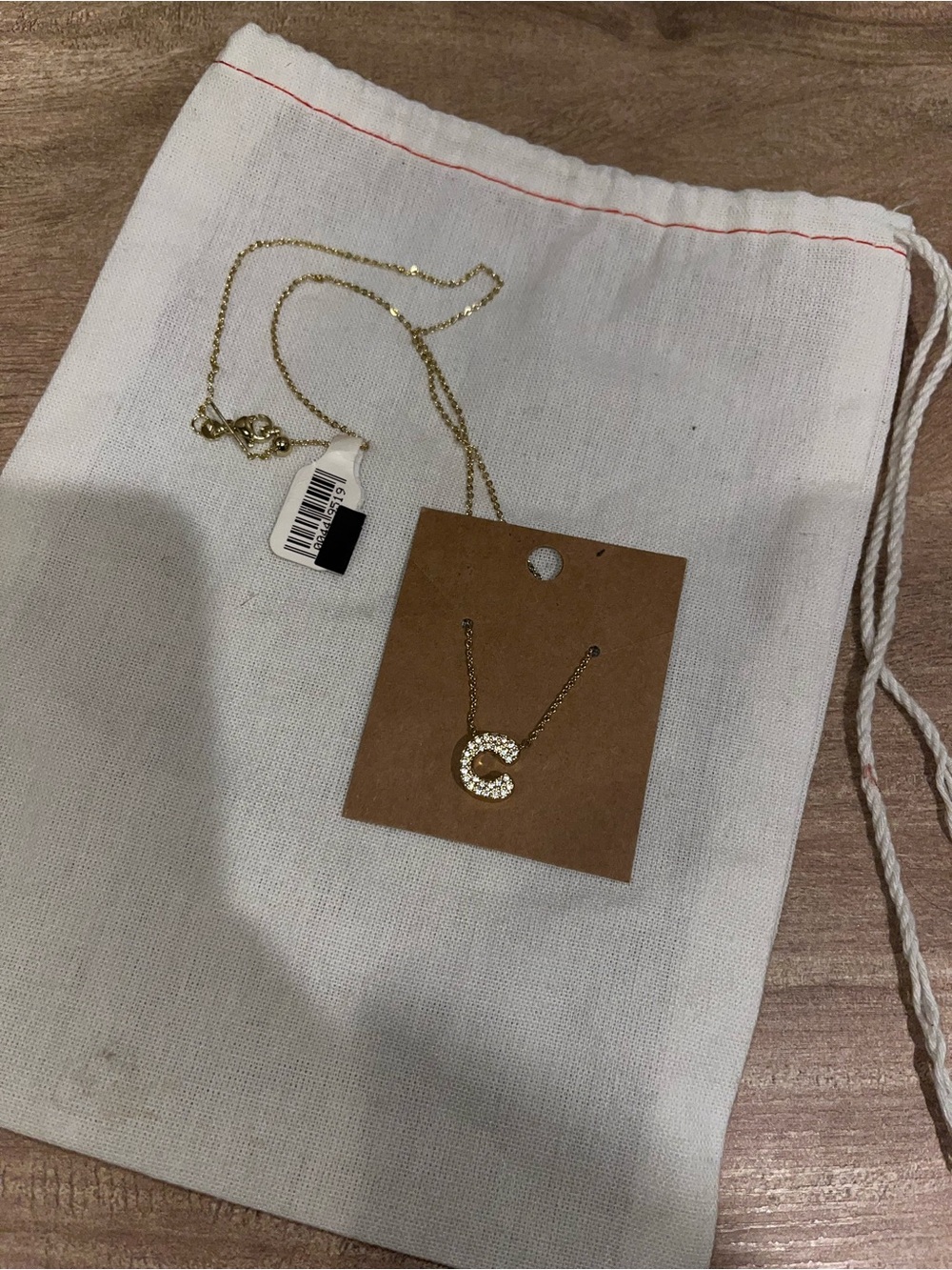 Gold Initial C Necklace with Crystal Accents - Women Jewelry